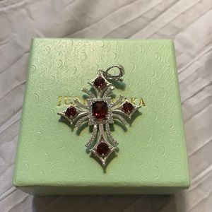 Judith Ripka Sterling 3.50 cttw Garnet Cross